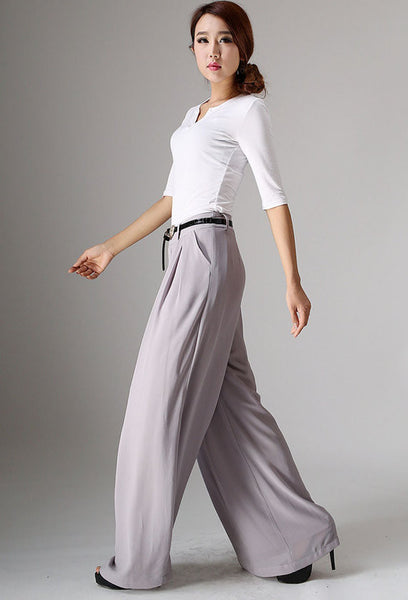 Grey maxi chiffon pants