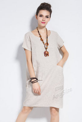 Linen VNeck Dress